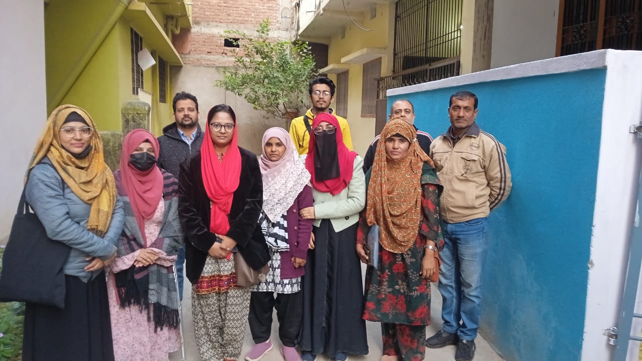 Young people gathered outside an Urooj centre in Bihar