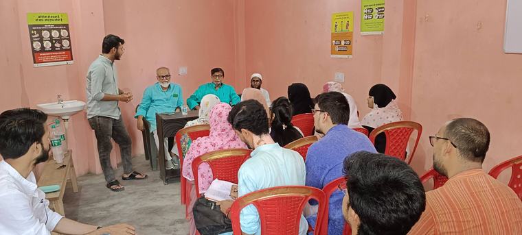 A community meeting at the learning centre