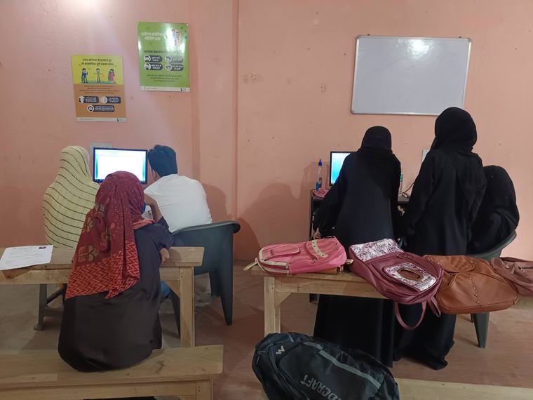 Learners at work on the computers