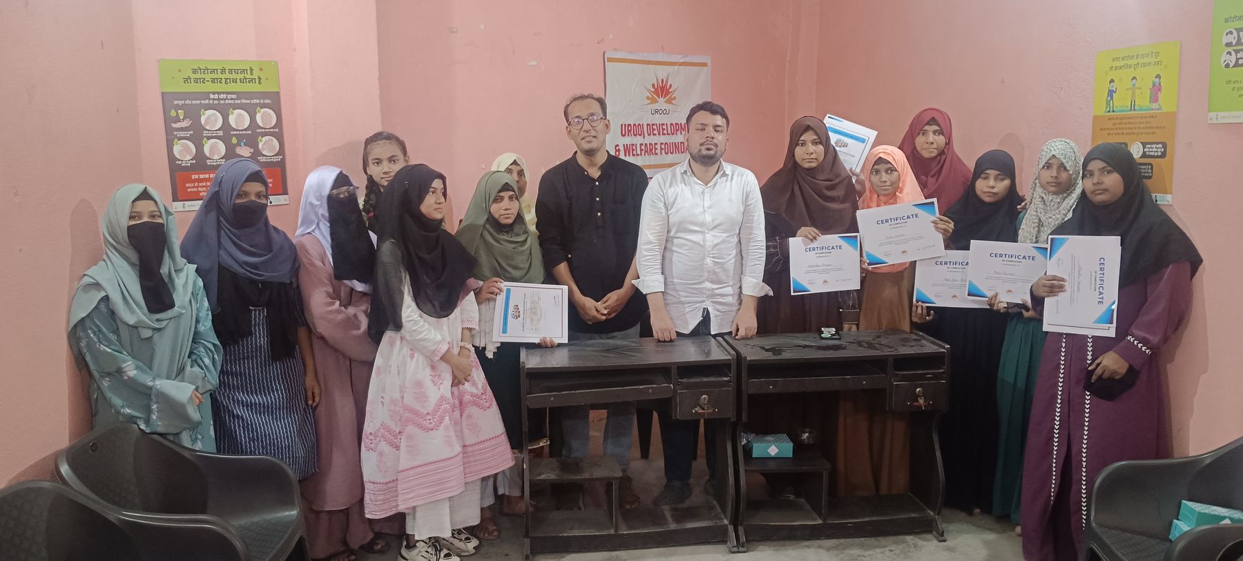 Digital literacy learners with their course certificates