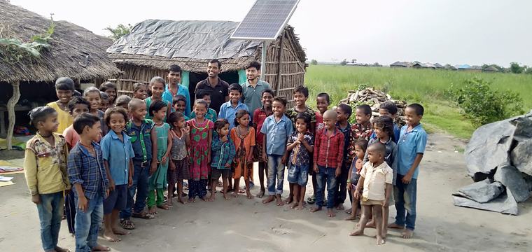 Meeting children during a village visit