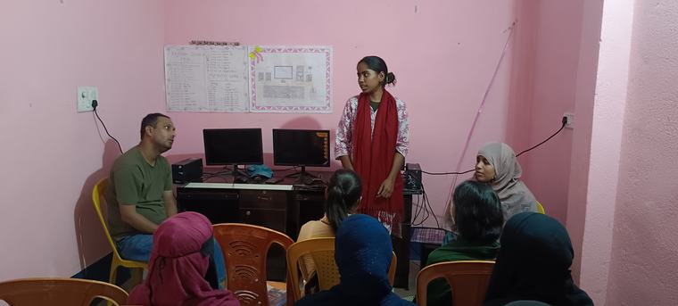A learner speaking to the group